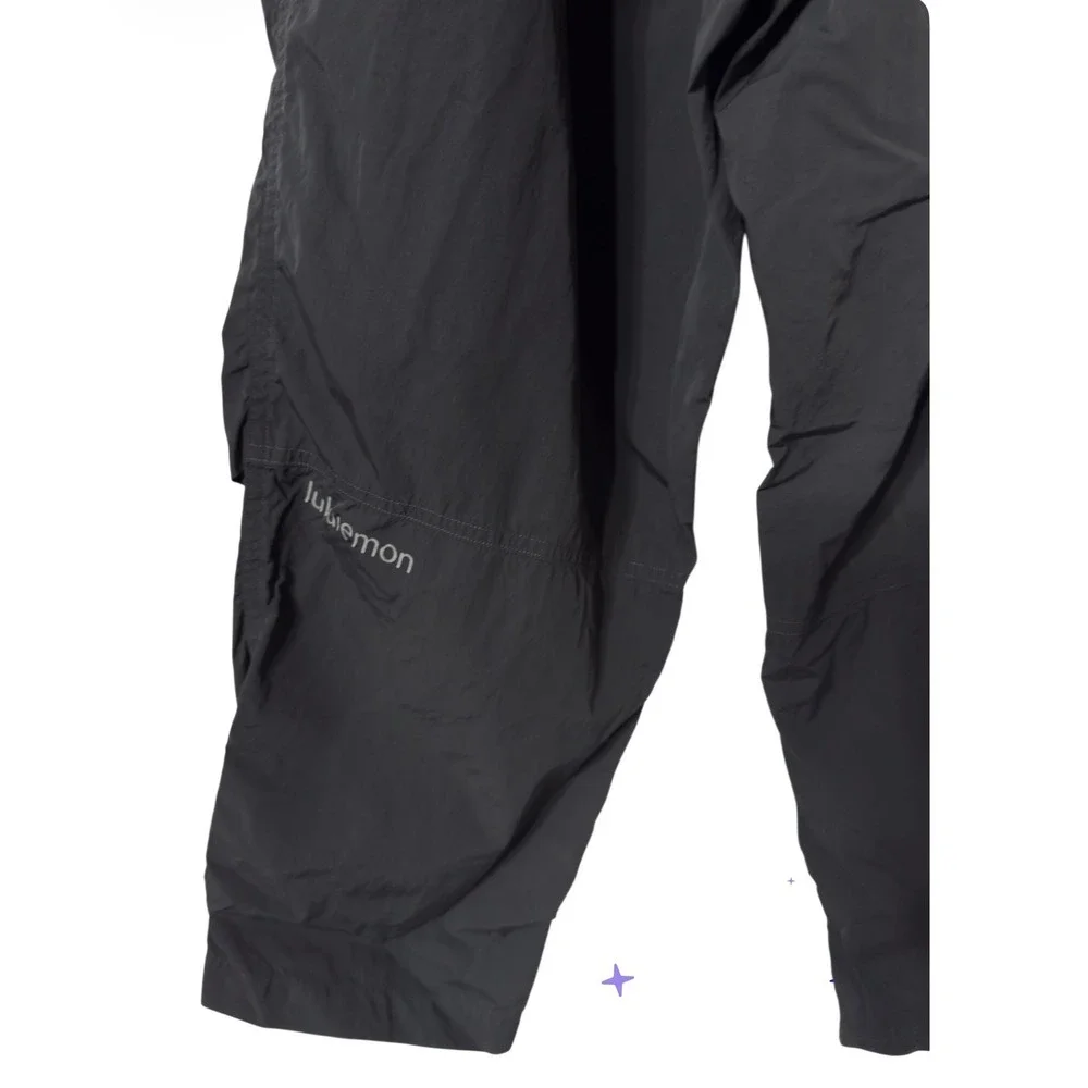 Lululemon‎ Lab Black Paperbag Waist Track Pants Nylon Tapered Athletic Womens 10